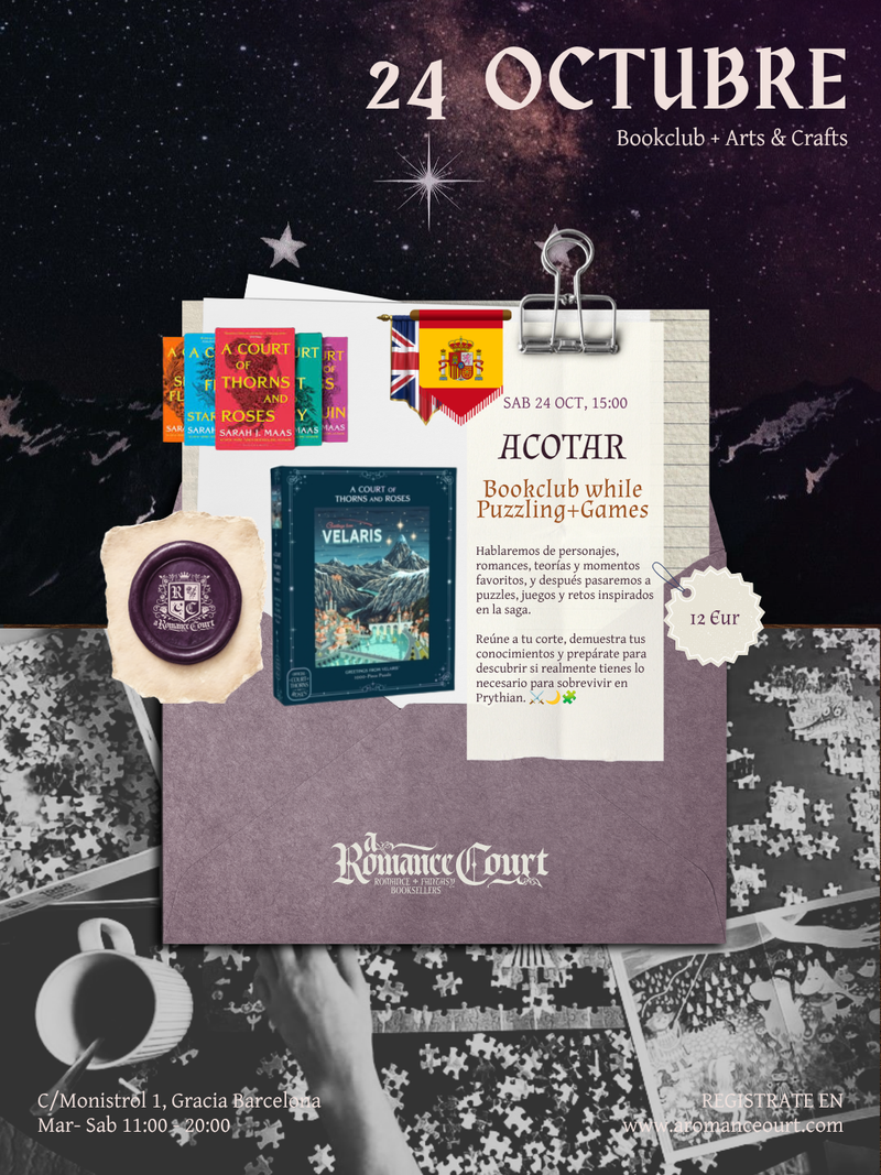 Sab 24 Oct, 15:00 | ACOTAR Bookclub · while puzzling and playing