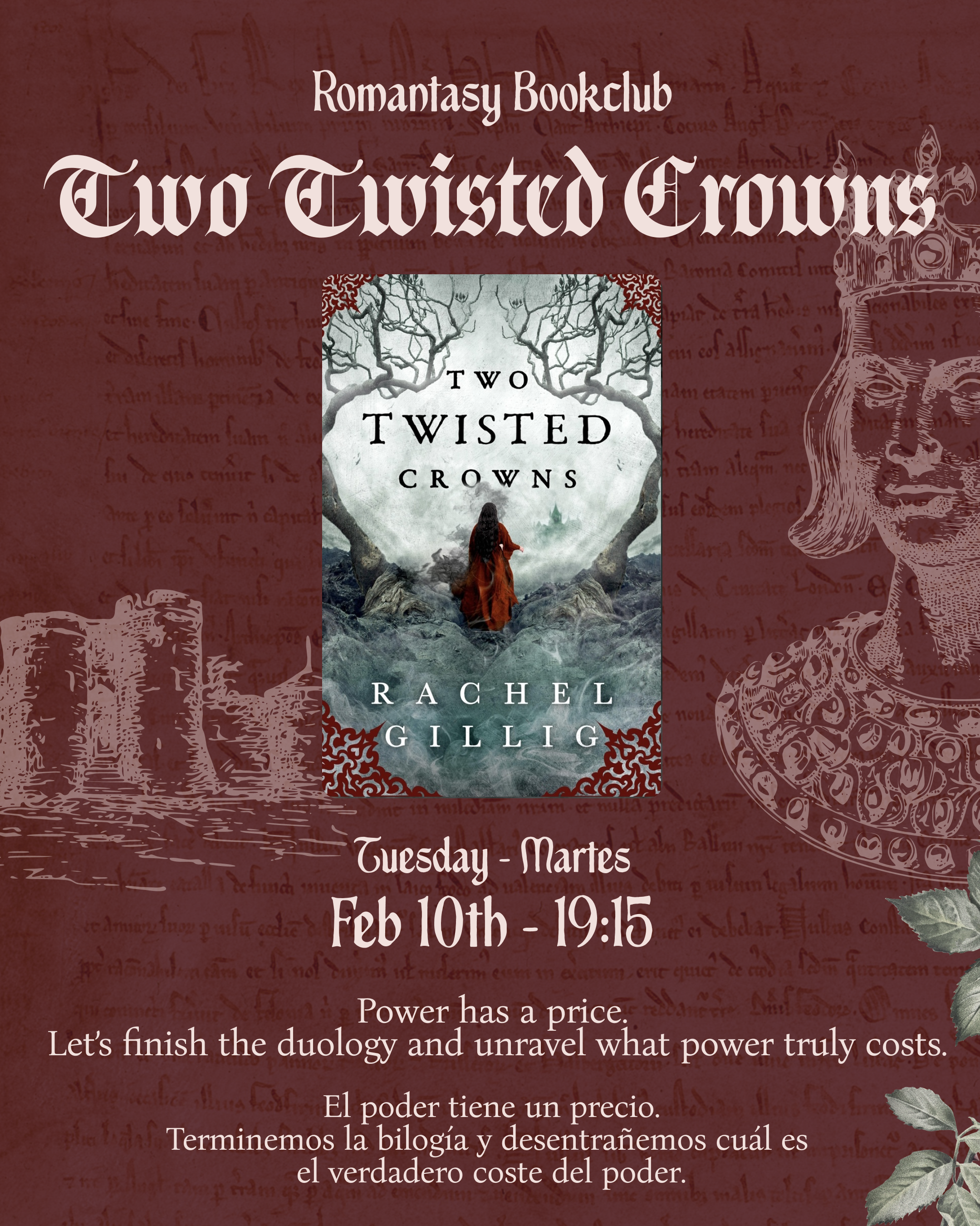 🗓️ Feb 10, Thu @19:15 | ⚔️ The Romantasy Court Bookclub - Two Twisted Crowns