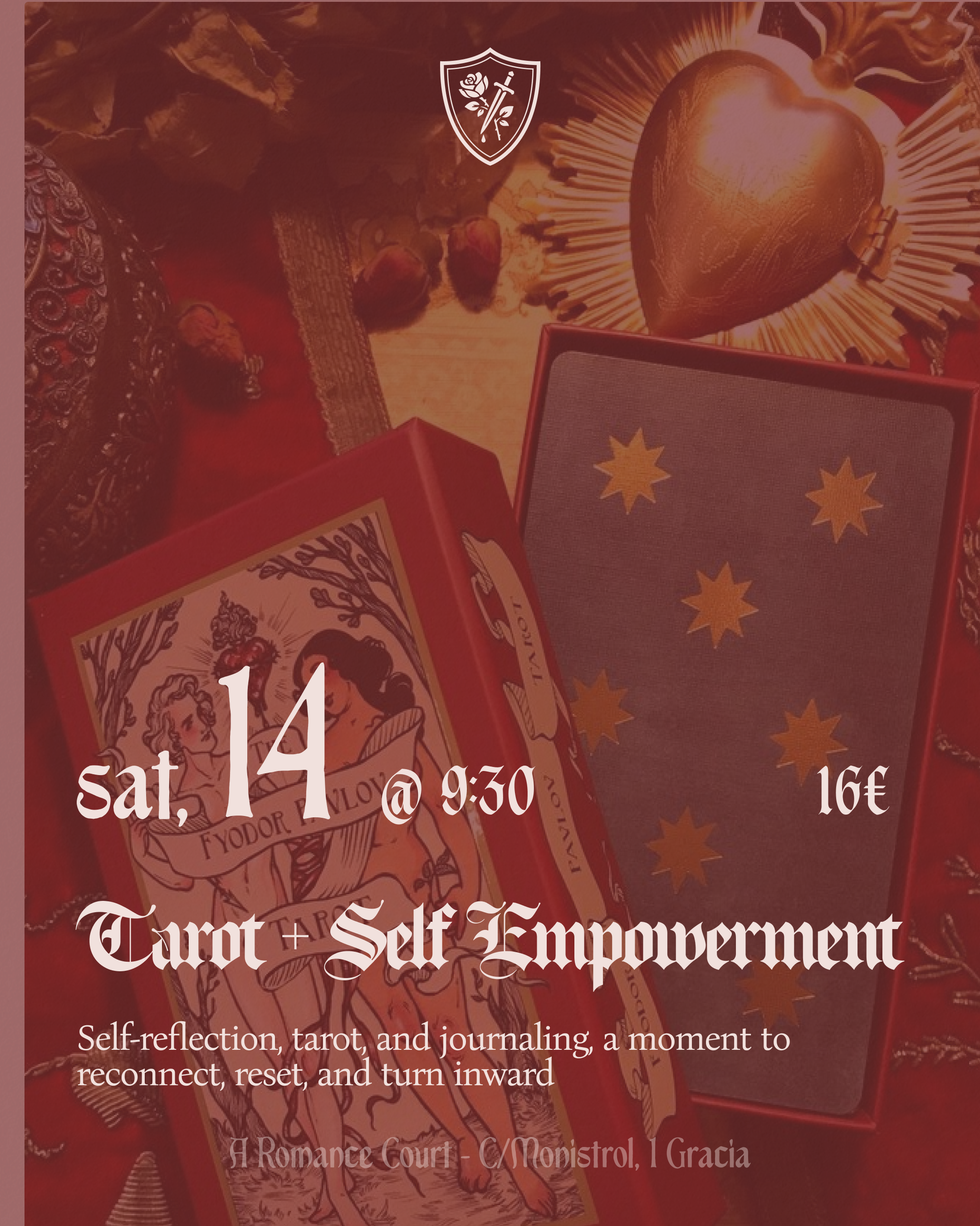 🗓️ Feb 14, Sat @9:30 |  📝 Self-Empowerment Tarot & Journaling Session
