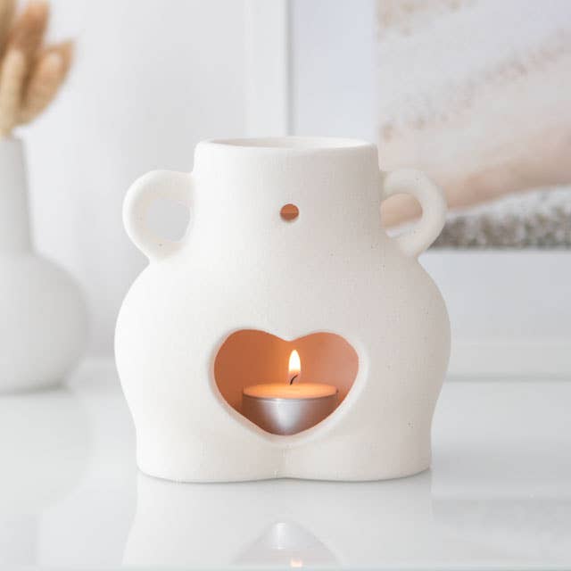 Cream Speckle Bum Oil Burner and Wax Warmer