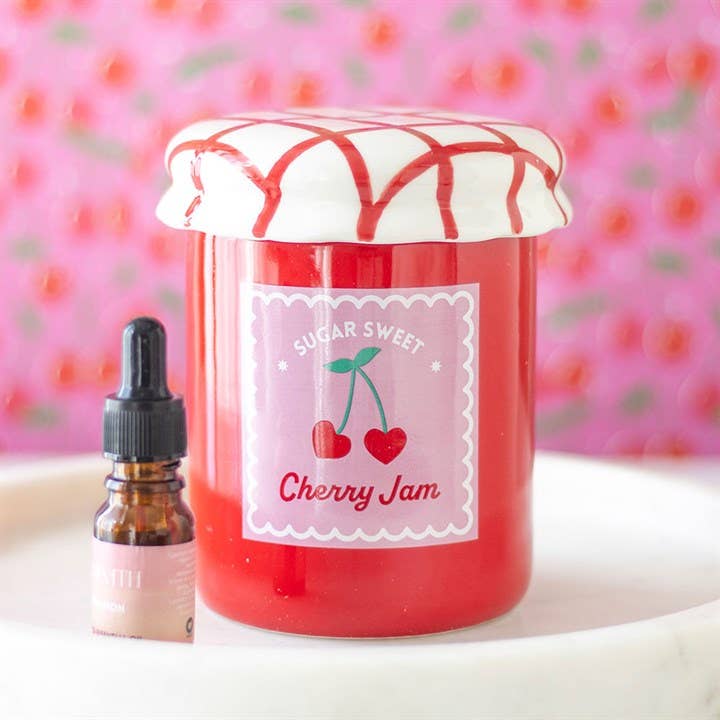 Cherry Jam Jar Valentine's Day Oil Burner and Wax Warmer