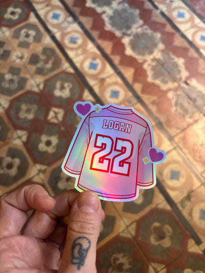 Logan 22 · Holographic Hockey Romance Jersey Sticker
