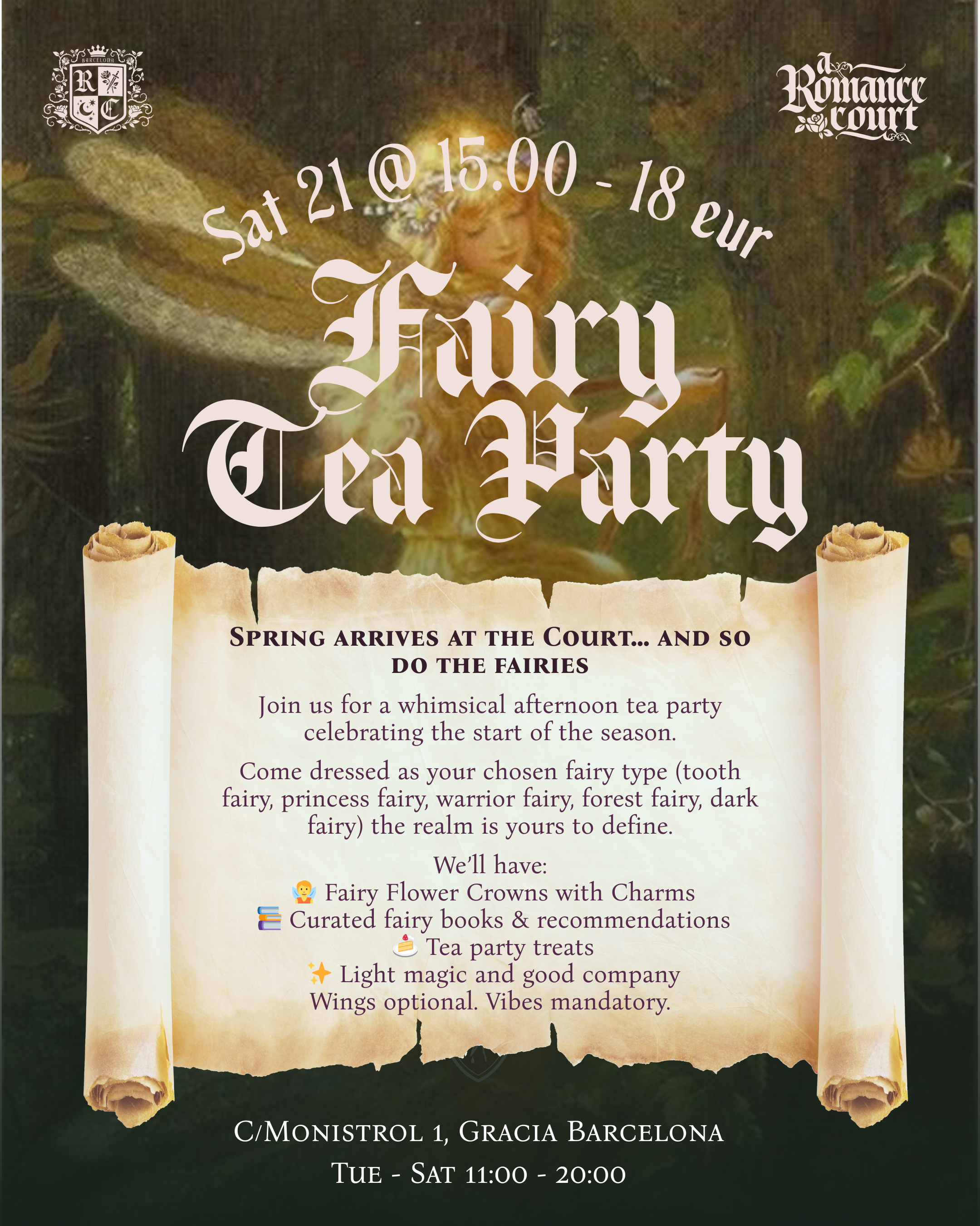 🗓️ Mar 21, Sat @15:00 | 🧚‍♂️ Fairy Tea Party