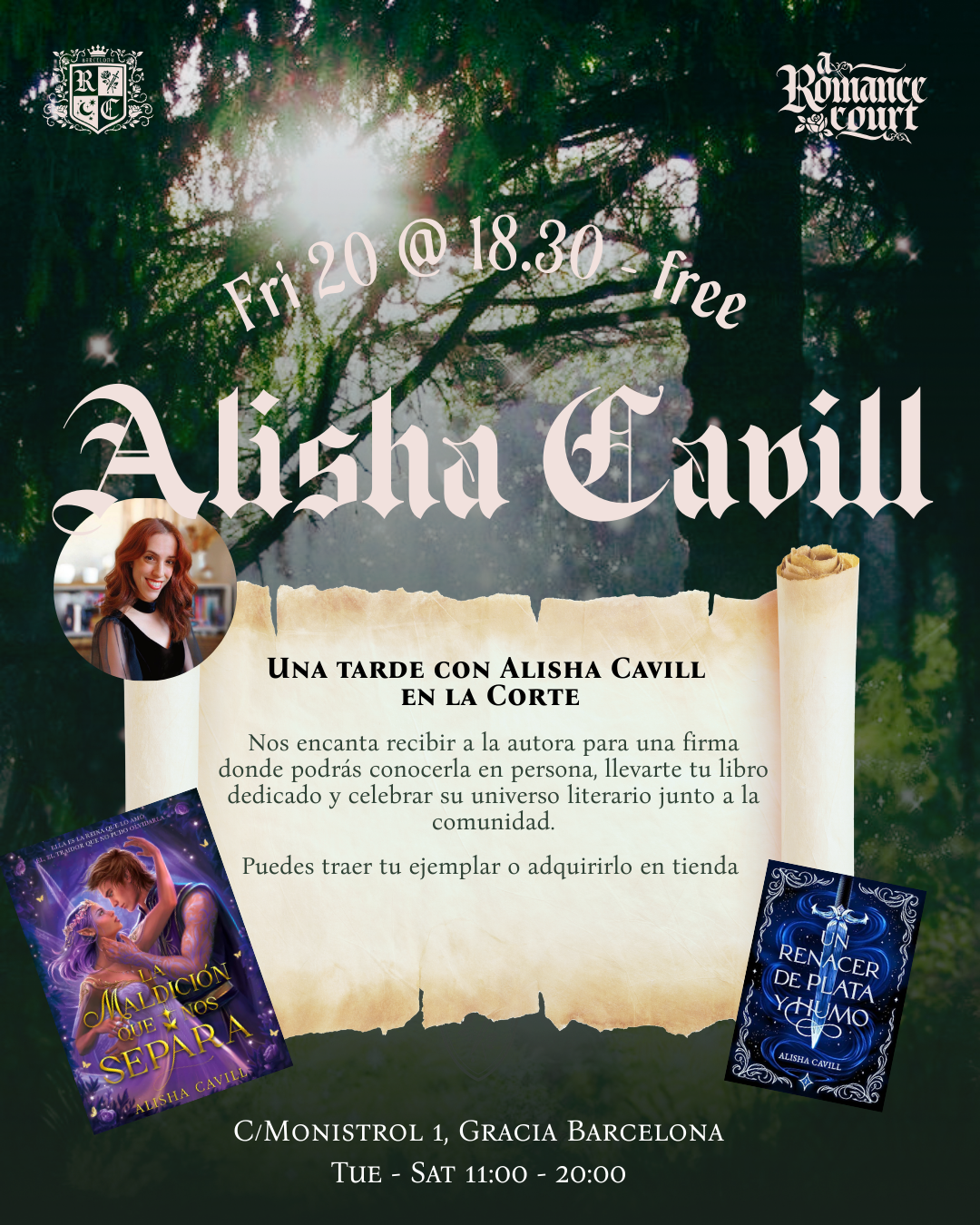 🗓️ Mar 20, Fri @18:30 | ✍️ Author's Event with Alisha Cavill