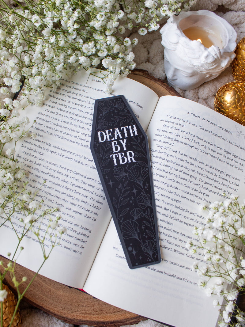 Death By TBR Halloween Coffin Die-Cut Bookmark