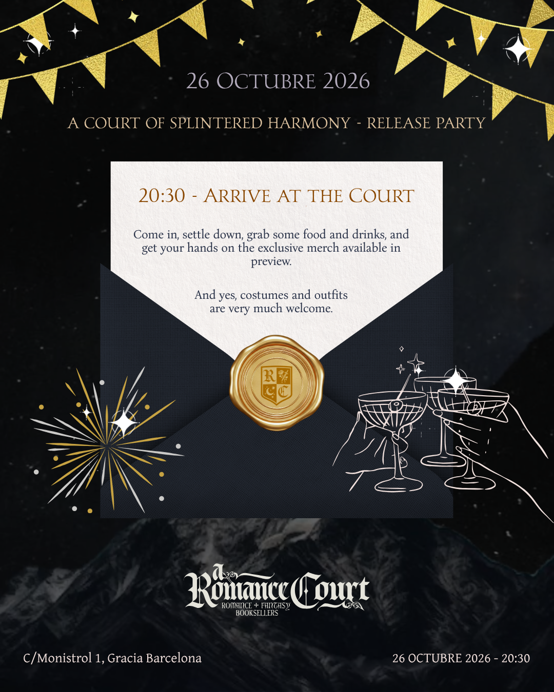 Release night arrival details, food, drinks and event merchandise
